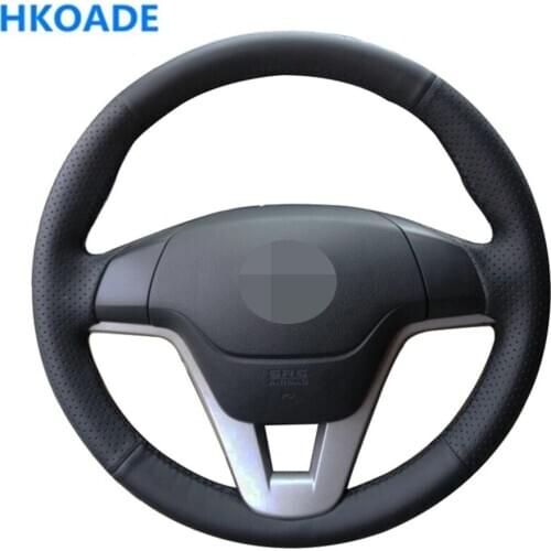 DIY Hand-stitched Black Comfortable Artificial Leather Car Accessories Steering Wheel Cover For Honda CRV CR-V 2007-2011