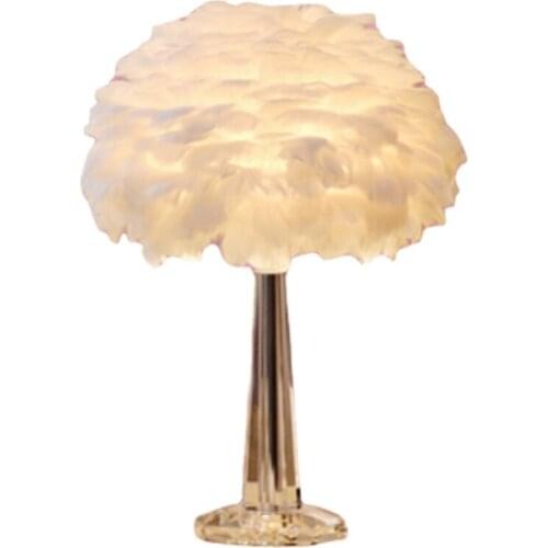 Bedroom Warm standing lamps Romantic Bedside Lamp gentry Modern Crystal table led Ins Feathers Girl lamp modern led desk Lamp