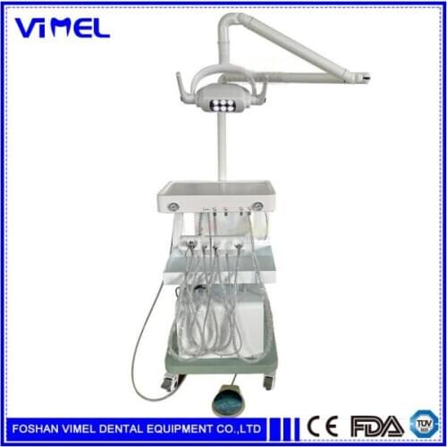 Dental Portable Turbine Movable Delivery Trolley Cart Simple Air Compressor with LED Dental Oral Lamp