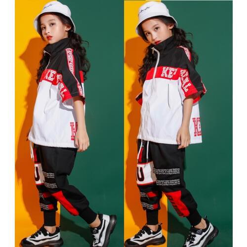 Kids Performance Hip Hop Clothing Clothes Dance Costume Girl Sweatshirt Shirt Top Jogger Pants Jazz Ballroom Dancing Streetwear