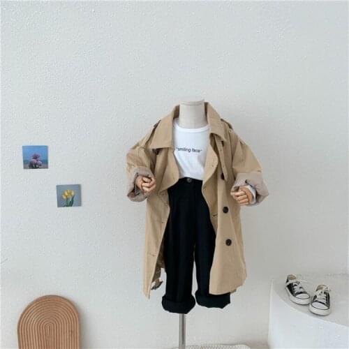 Unisex spring girls boys coat long girls jacket children outwear girl baby coat Solid color boy hoodies vetement enfant garcon