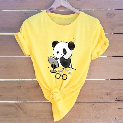 Plus Size S-5XL New Fashion Cute Funny Bear T-shirt Ladies 100% Cotton O-neck Short Sleeve Summer T-shirt Tops Casual T-shirt
