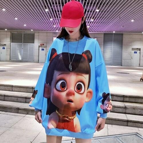 2021 Oversized Hoodie Women Spring And Autumn Korean Kids Printing Long-Sleeved Pullover Loose Mid-Length Bottoming Shirt Y079