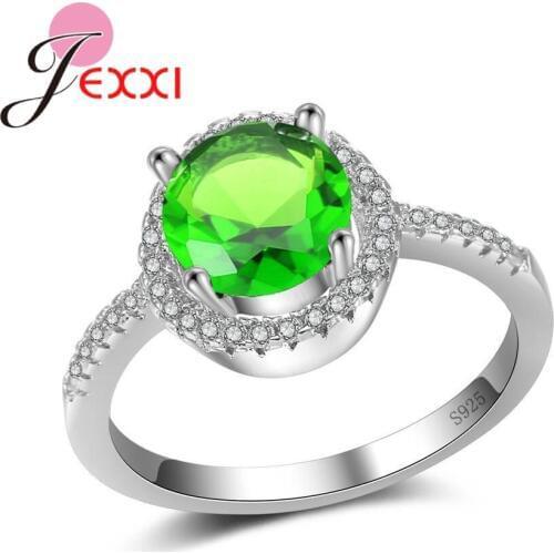4 Colour Round AAA Crystal 925 Sterling Silver Geometric Ring For Women Female Party Engagement Jewelry Factory Price