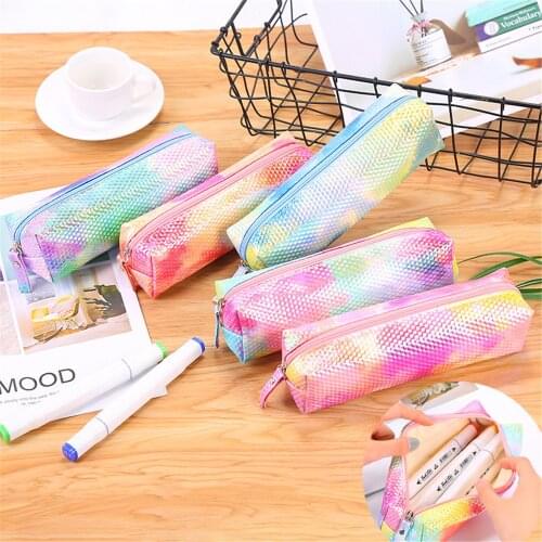 1pcs Pencil Bag Colorful Childrens Stationery Bag New Fashion Pu Large Capacity Pencil Bag Waterproof Pencil Bag Cosmetic Bag