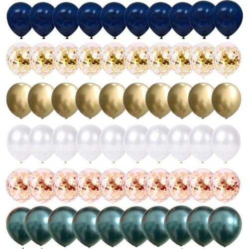 12pcs 12'' Navy blue Chrome Gold Latex Air Helium Balloons Baby Bridal Shower Wedding Birthday Party Decor Kids confetti Ball