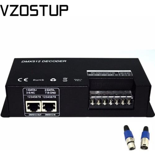 4CH*8A RGBW DMX512 Decoder LED Strip Light Controller DMX to PWM Tape Lights Constant Dimmer DC5V 12V 24V RGB Driver