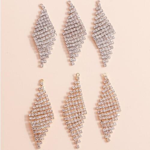 5pcs 18*51mm 2 Color Shine Crystal Rhombus Charms for Necklaces Bracelets DIY Luxurious Pendants Charms Jewelry Handmade Making