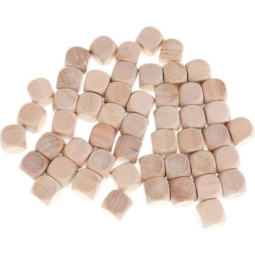 50PCS Blank Wooden Dice 16mm for Baby Blocks Baby Shower DIY Crafts Carving
