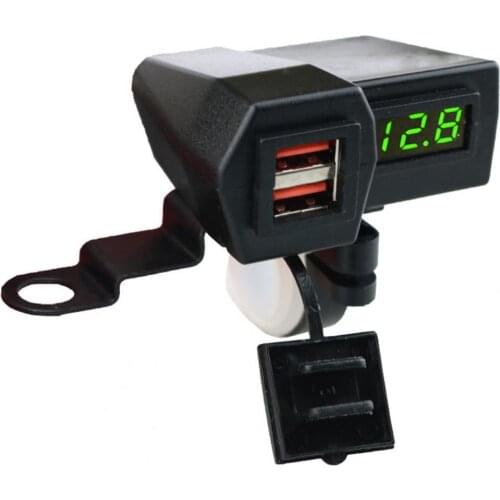 80% Hot Sale Charger 3.0A Dual USB Ports PC Digital Display Voltmeter Waterproof Motorcycle Adapter for Motorbike Accessories