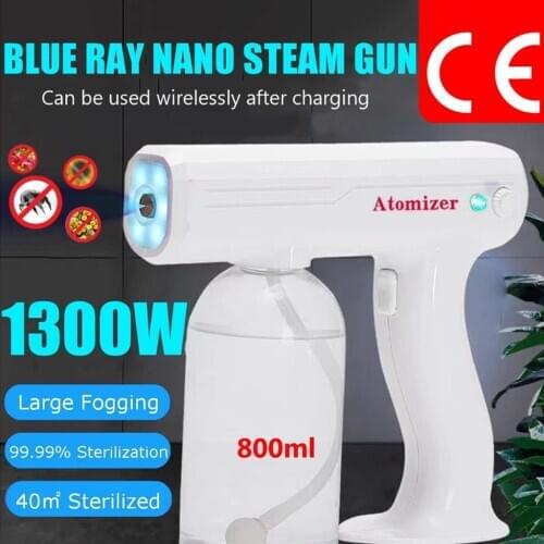 800ml Handheld Portable Nanos Steam Spray Guns Fogger Machine Electric Blue Lights Hair Smoke Machine Bedroom Salon