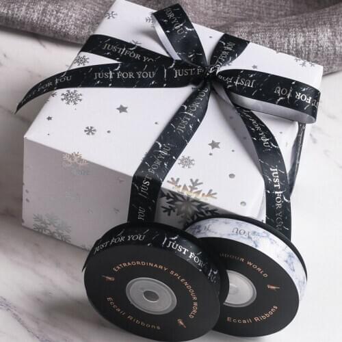 20mm DIY hair accessory Marble print in silver just for you letter belt bouquet gift box decoration ribbon 20yards