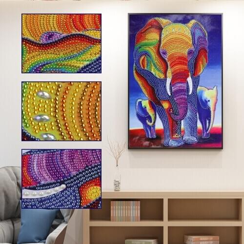 DIY Diamond Painting Mural Special Shaped Rhinestones Drills Painting Pendant Home Pendant Home Bedroom Elephant Wall Decoration