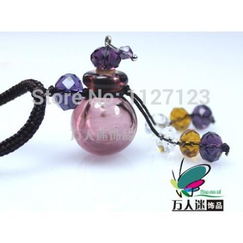 Free shipping!!3pcsHandmade Aromatherapy Necklace Diffuser Pendant(purple),Essential Oil Vial Pendants,perfume bottle necklace