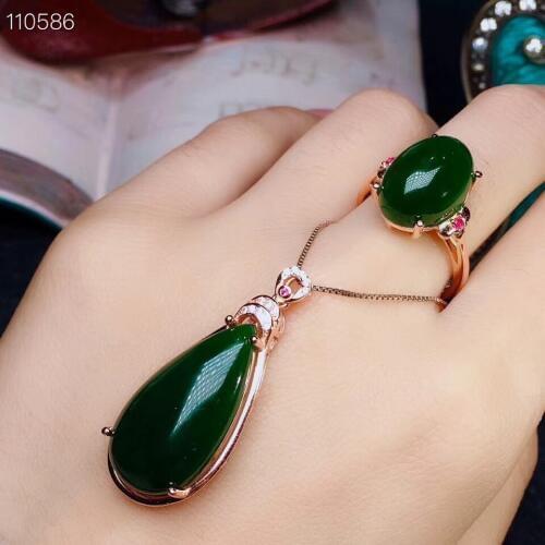 KJJEAXCMY boutique jewels 925 pure silver inlaid natural gem Jasper Necklace Pendant 2jian support detection