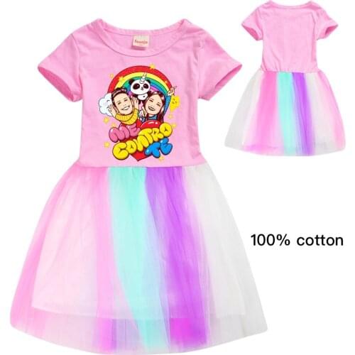 Girls dress me contro te animal print Cartoon Cotton vestidos kids dresses for girls princess dress elegant