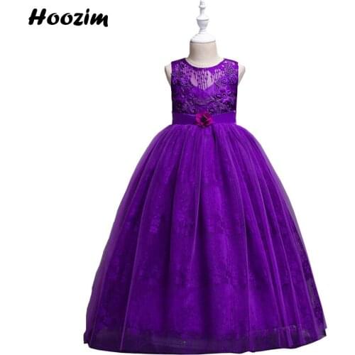 Expensive Purple Emebroidery Vertical Striped Soiree And Evening Dress Girls 6-15 Year Luxury Blue Applique Wedding Dresses Teen