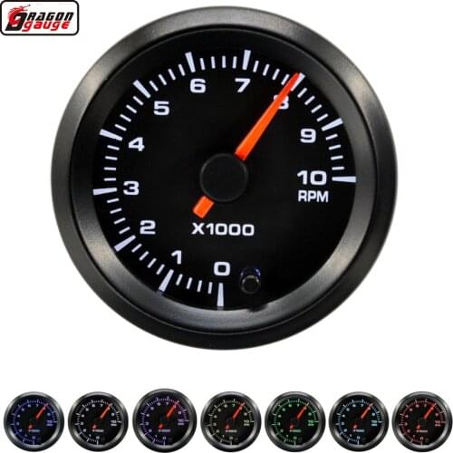 Dragon 2" 52mm High Speed Stepper Motor 7 Colors LED Backlight Auto Car Tachometer 0-10000 RPM Meter Instrument Free Shipping