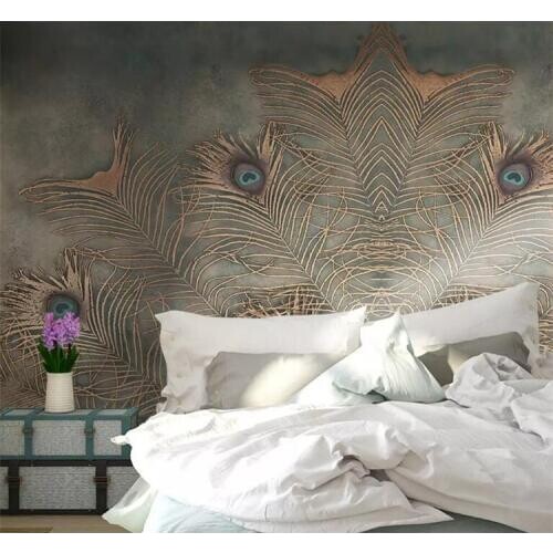 Custom Photo Wallpaper For Walls 3D Chinese Style Peacock Feather Abstract Art Wall Painting Interior Backdrop Wall Decor Mural