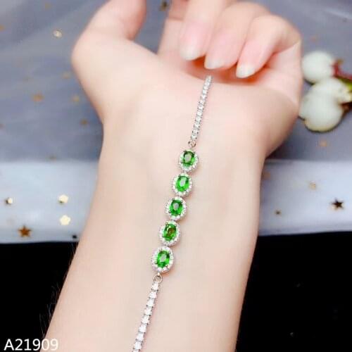 KJJEAXCMY fine jewelry S925 sterling silver jewelry womens natural diopside gemstone bracelet support detection luxury