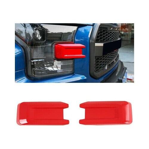 Red Front Head Light Eyelid Cover Trim 2pcs For Ford F150 F-150 2015-2020