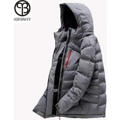 Asesmay 2018 Winter Mens White Duck Down Jacket Men Short Hooded Collar Down Coat High Quality Thick Down Parka Puffer Overcoat