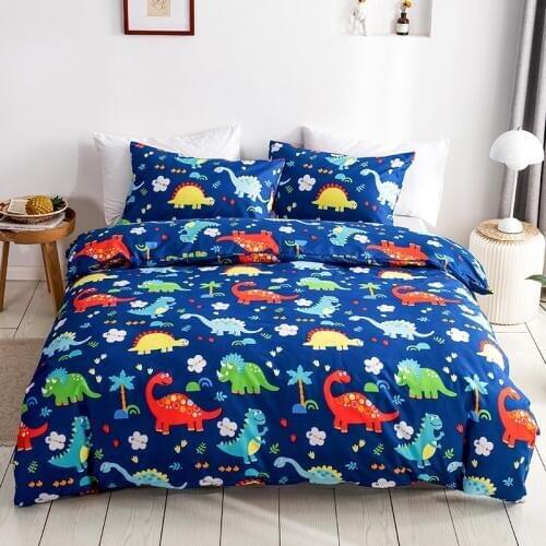 Cute Dinosaur Pattern Child King Size Bedding Set Quilt Cover Pillowcase Comforter Bedding Sets ropa de cama matrimonio T283