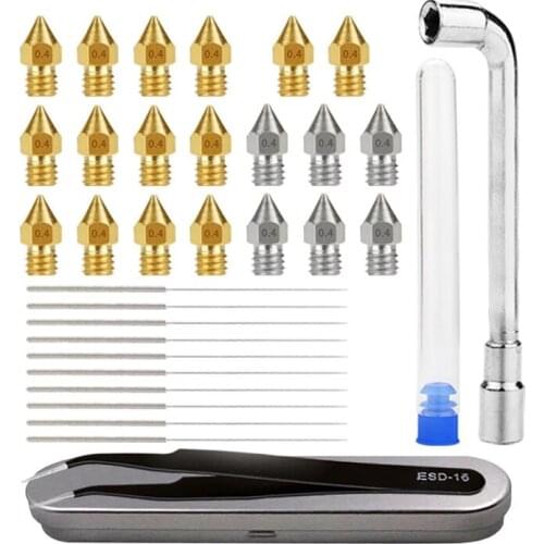 3D Printer MK8 Nozzle Print Head Cleaning Tool ESD Tweezers Socket Wrench Combination Kit for CR-10 Ender Series
