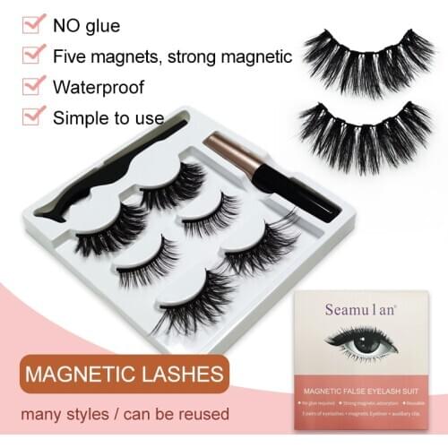 Magnetic Eyelashs set natural 3D Mink lashes Magnet Liquid Eyeliner and Tweezer Set Waterproof long lasting Eyelash Extension