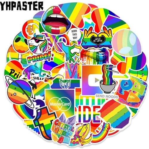 50Pcs/set Tide Card Rainbow Funny Stickers For Laptop Motorcycle Skateboards Luggage Diary Stationery Pegatinas Stickers