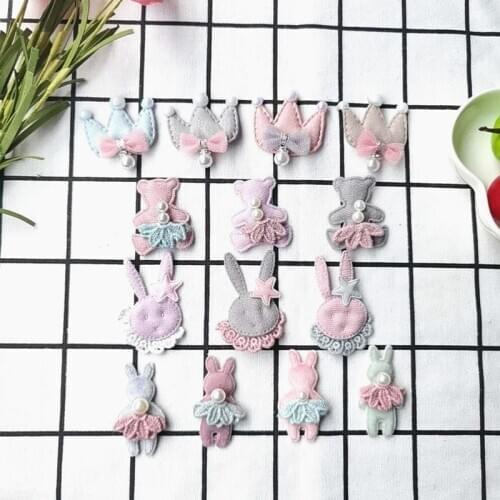 Sew on 20pcs/lot Bear the crown Padded Patches Appliques For Clothes Sewing Supplies Decoration