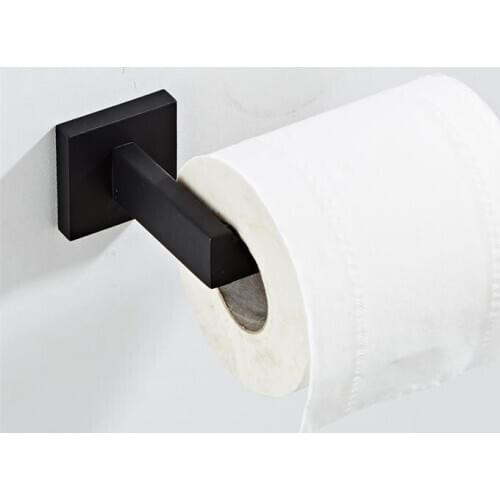 Wall Mounted Toilet Roll Paper Holder Shelf Rack Stainless Steel Bathroom Square Tissue Roll Hanger Towel Shelf Bath Hardware