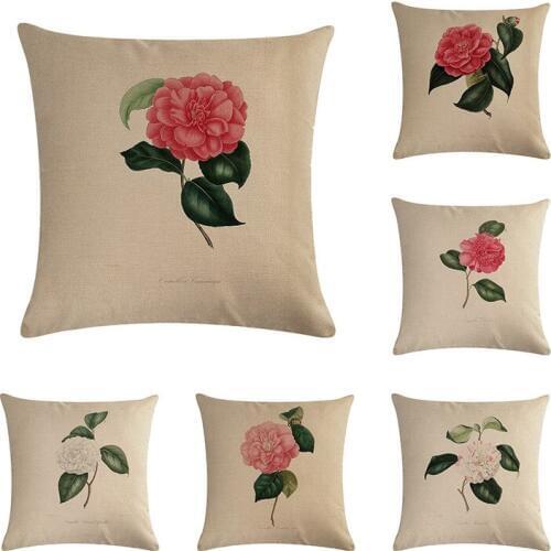 Rose Flowers Prints Cushion Cover Linen 45*45cm plant Throw Pillow Car Home Decoration Decorative Square Pillowcase