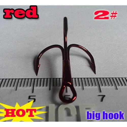 New red treble hooks three anchor hook size:2# big treble hook quantity:50pcs/lot high carbon steel