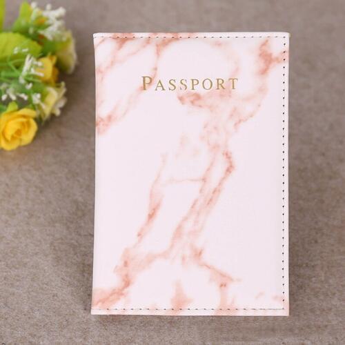 Fashion PU Marble Pattern Passport Cover Solid Color Women Travel Wallet Credit ID Card Holder Case Waterproof Passport Holder