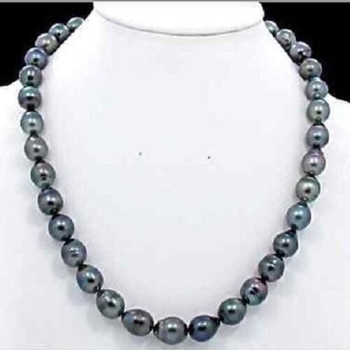 Stunning 12-13mm tahitian peacock green pearl necklaces18inch 925silver