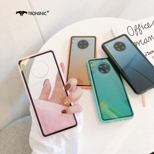 Rainbow Gradient Phone Case for Huawei P40 P30 Pro Lite Soft Matte Acrylic Black Yellow Cases for Huawei Mate 30 Pro Cover Funda