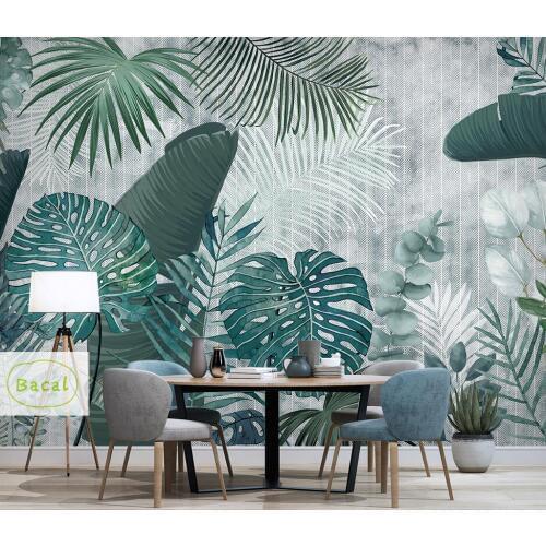 Relief Dark Green leaf Wallpaper for Living Room Bedroom Mural Wall papers 3D Desktop Background photo Wallpaper home decor