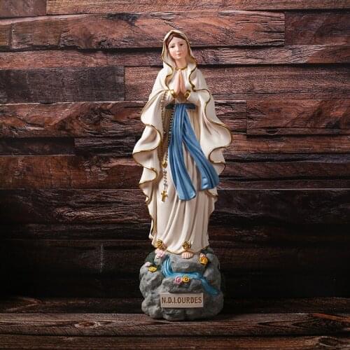 Religious Ornaments Virgin Mary 20.5cm Resin Crafts Our Lady of Lourdes Home statue Decorations