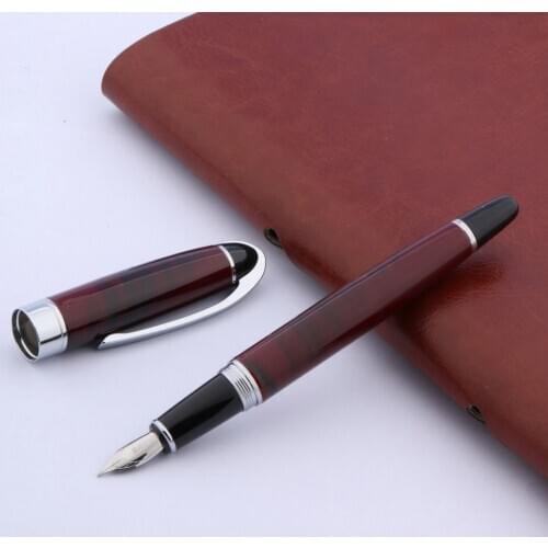 Luxury Baoer 517 Fountain Pen Brown Painting Metal With Silver Trim Medium M Nib School Student Office Gifts Stationery