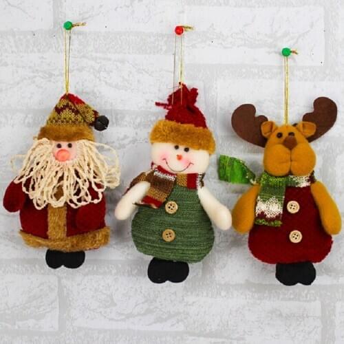 2021 Natale Christmas Santa Claus Snow Man Reindeer Doll Home Decoration Xmas Tree Hanging Ornaments For Tree Pendant Kids Gifts