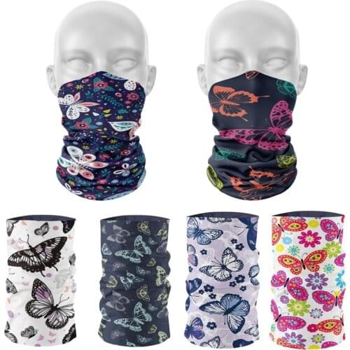 Butterfly Printed Women Compression Turban Outdoor Cycling Hiking Windproof Face Bandana Multifunctional Seamless Headscarves