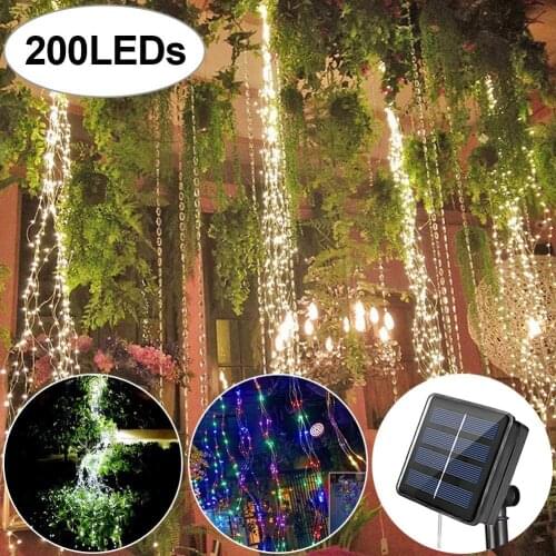 Solar String Lights Outdoor, 10 Strands 200 LEDs Hanging Vine Tree Lights Waterfall Vine String Lights Waterproof Starry Lights