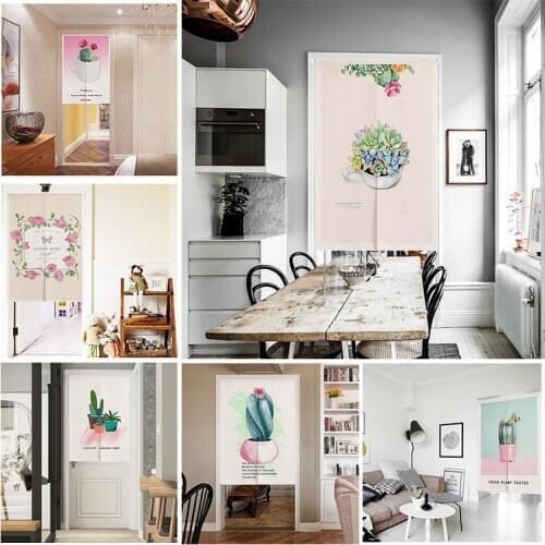 Fabric Door Curtain Bedroom Kitchen Half Panel Curtain Home Decoration Blackout Curtain Without Punching