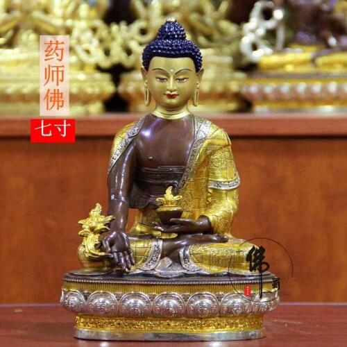 High grade Tibet temple buddha statue HOME safety healthy efficacious Protection Buddhism gilding Medicine Buddha brass statue