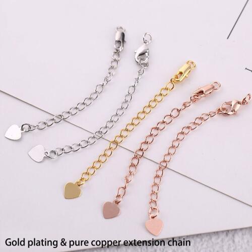 12pcs/lot Gold Plated pure copper lobster clasp extension chain lobster buckle DIY for tassel small component pendant decoration