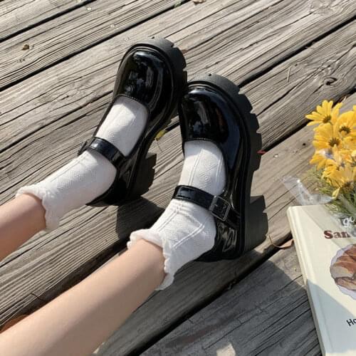 Women Leather Shoes Harakuju Lolita JK Student Sweet Girls Mary Jane Shoes Japanese High Heels Round Toe Platform Shoes Pumps