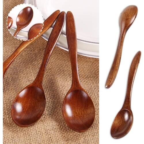 1/3PCS Small Wood Spoon Long Handle Wooden Soup Spoon for Eating Stirring Coffee Mixing Honey Sugar Home Kitchen Spoon