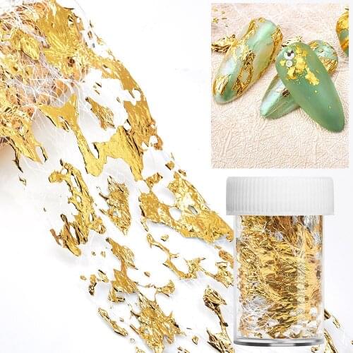 1pcs 3D Gold Mirror Nail Sticker Decals Aluminum Foils Paper Mesh Net Nail Art Glitter Wraps Slider Manicure Decoration