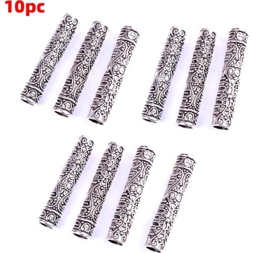 10pcs Decoration Dreadlock Cuffs Accessories Pendant DIY Bracelet Salon Hair Ring Braid Beads Fashion Gifts Antique Beard Tubes